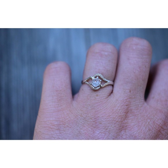 White Diamond Ring, Sterling Silver Engagement Ring, Raw Diamond, Natural - Picture 4 of 4